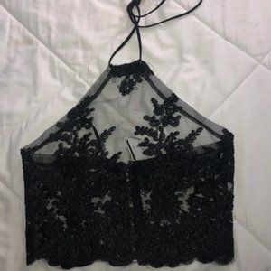 Beautiful embroidered mesh top